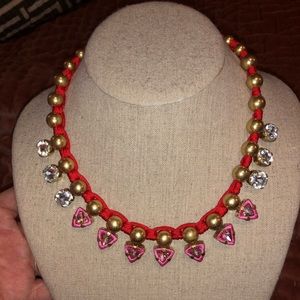 Stella&Dot Darby Collar - handwoven red and pink